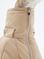 KNOWZA dog puffer suit in bright color, featuring a cozy, padded design for warmth and comfort during cold weather.