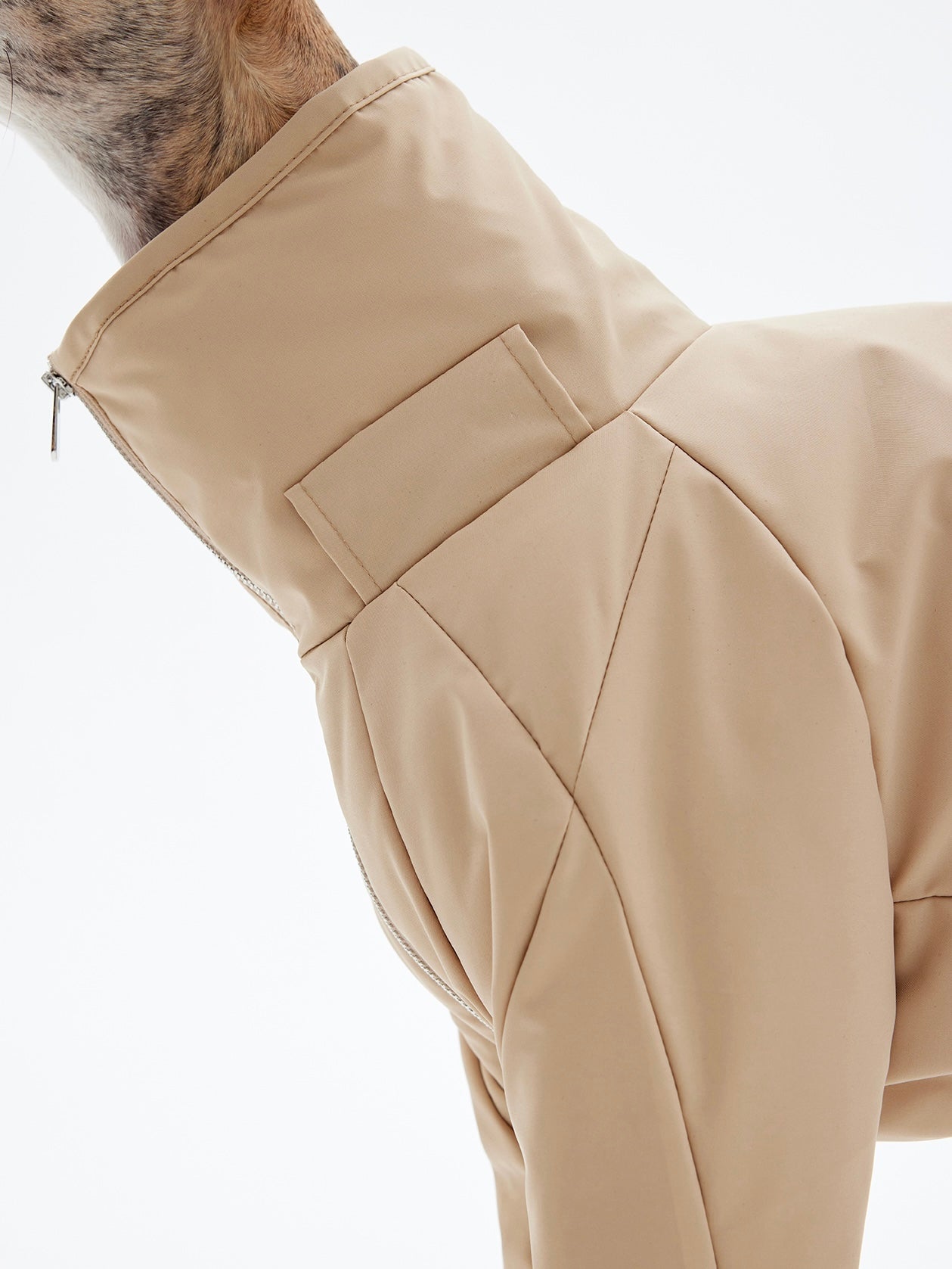 KNOWZA dog puffer suit in navy blue, showcasing a stylish and warm design for small to medium-sized dogs.