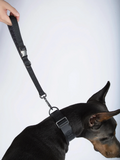 Black short dog leash by GENTLEBEAST, featuring a sturdy clip and comfortable handle for walking your pet.