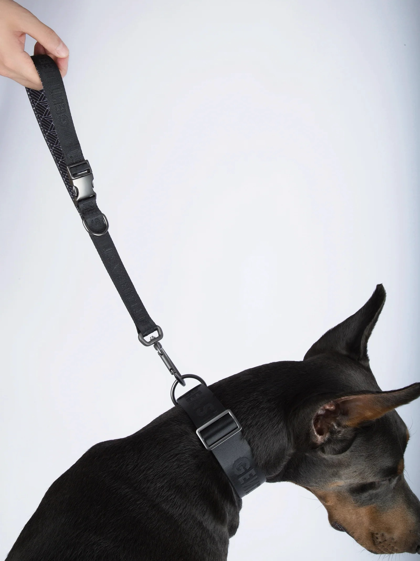 Black short dog leash by GENTLEBEAST, featuring a sturdy clip and comfortable handle for walking your pet.