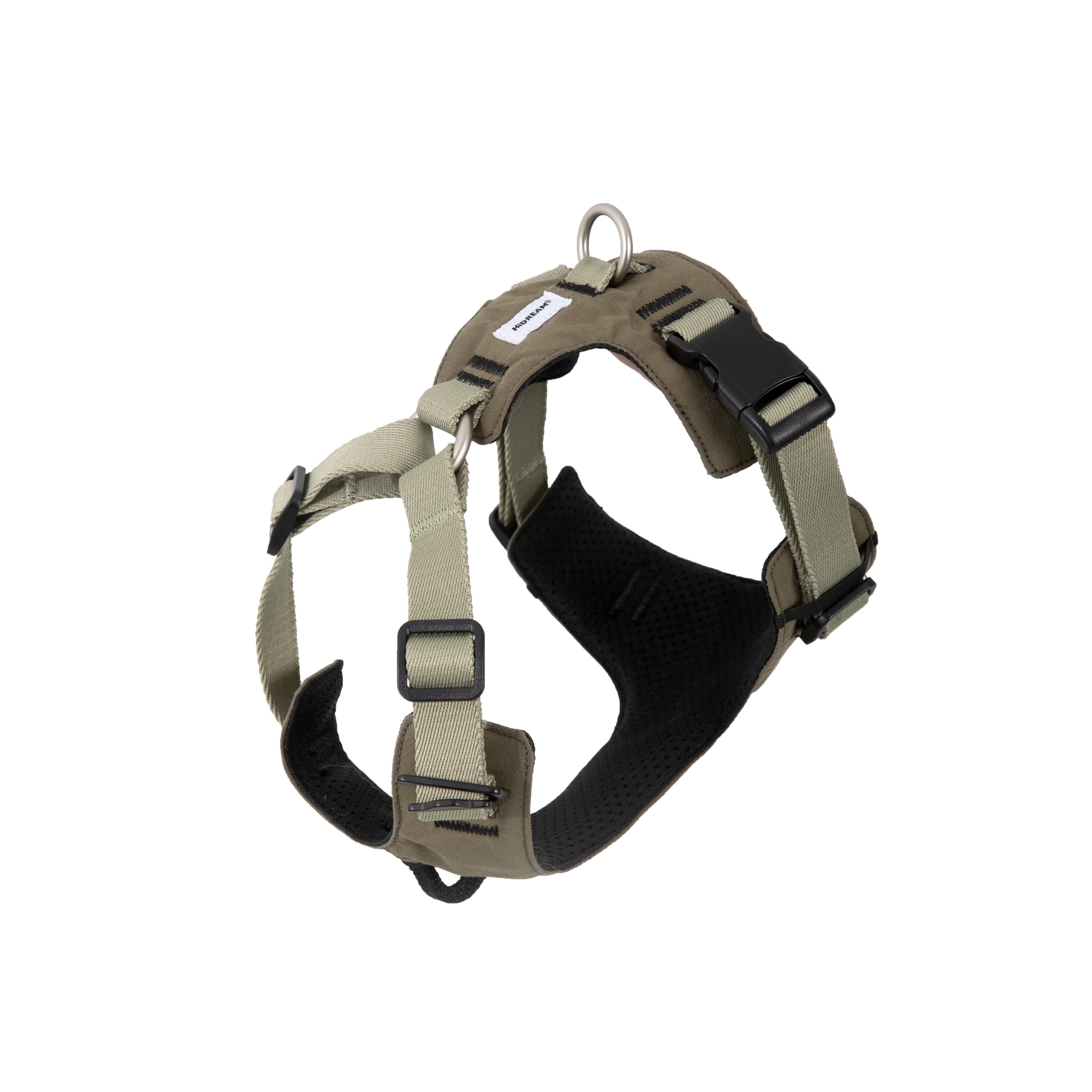 HiDREAM ergonomic dog harness with adjustable straps, padded chest area, and secure buckle for comfortable pet walking.