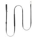 Black cat leash with metal clip on a white background