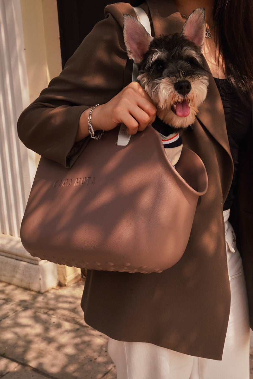 KAMA MUTA pet tote carrier bag with mesh sides, adjustable straps, and spacious interior for comfortable pet transport