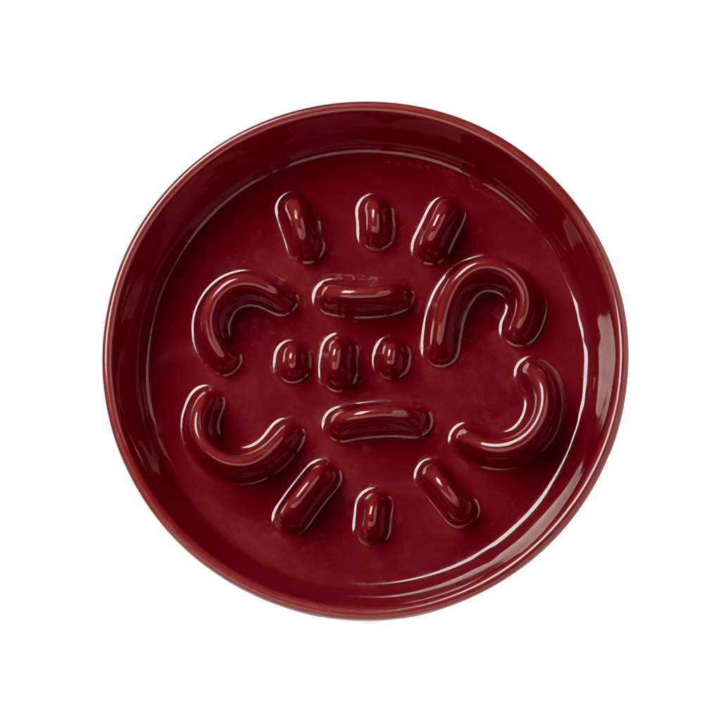 Round Slower feeder bowl red 