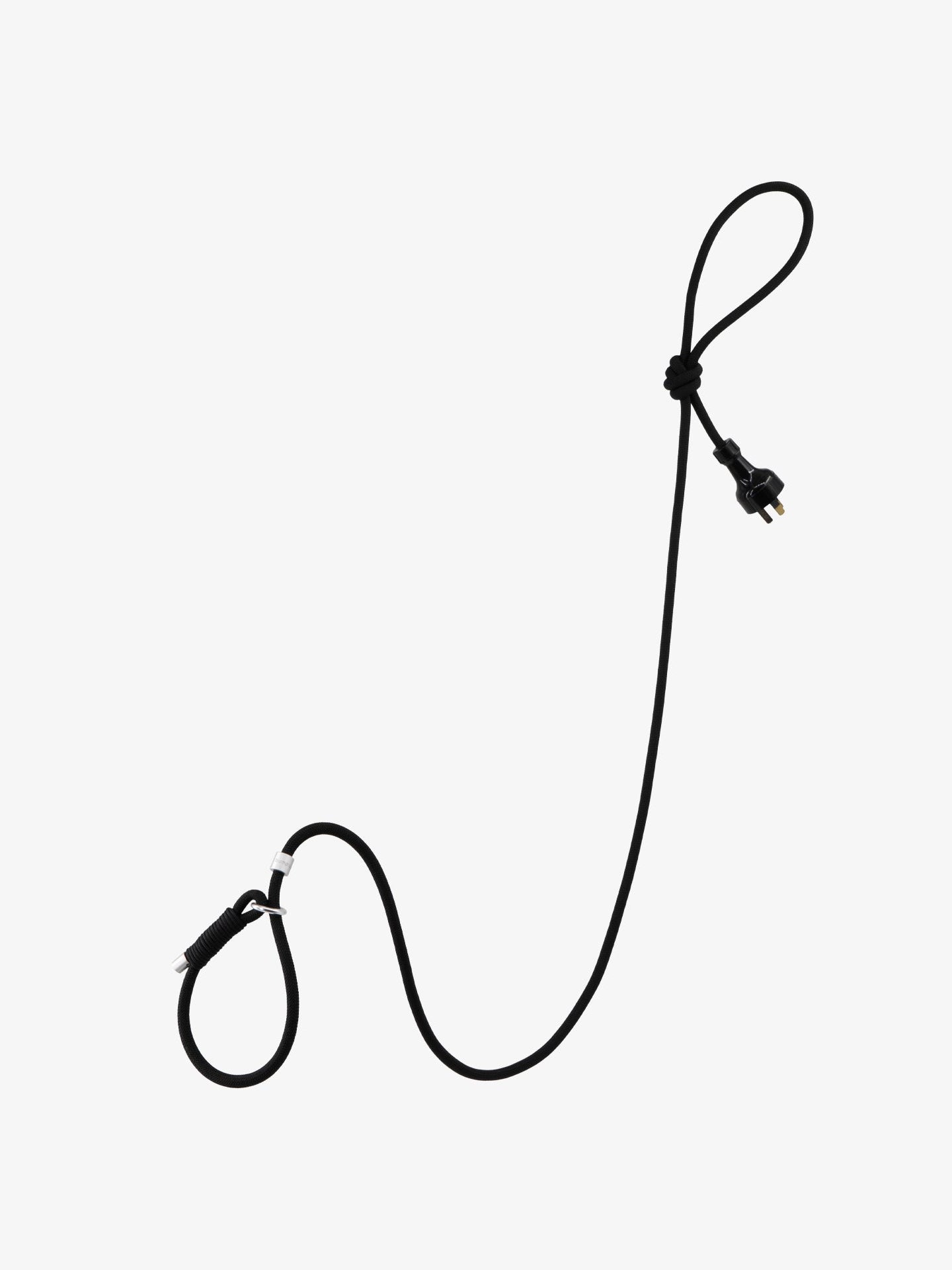 Full view of an adjustable rope dog leash showing continuous braided structure and sliding loop design