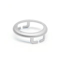 Silver anodized aluminum AirTag holder with minimalist low profile shape