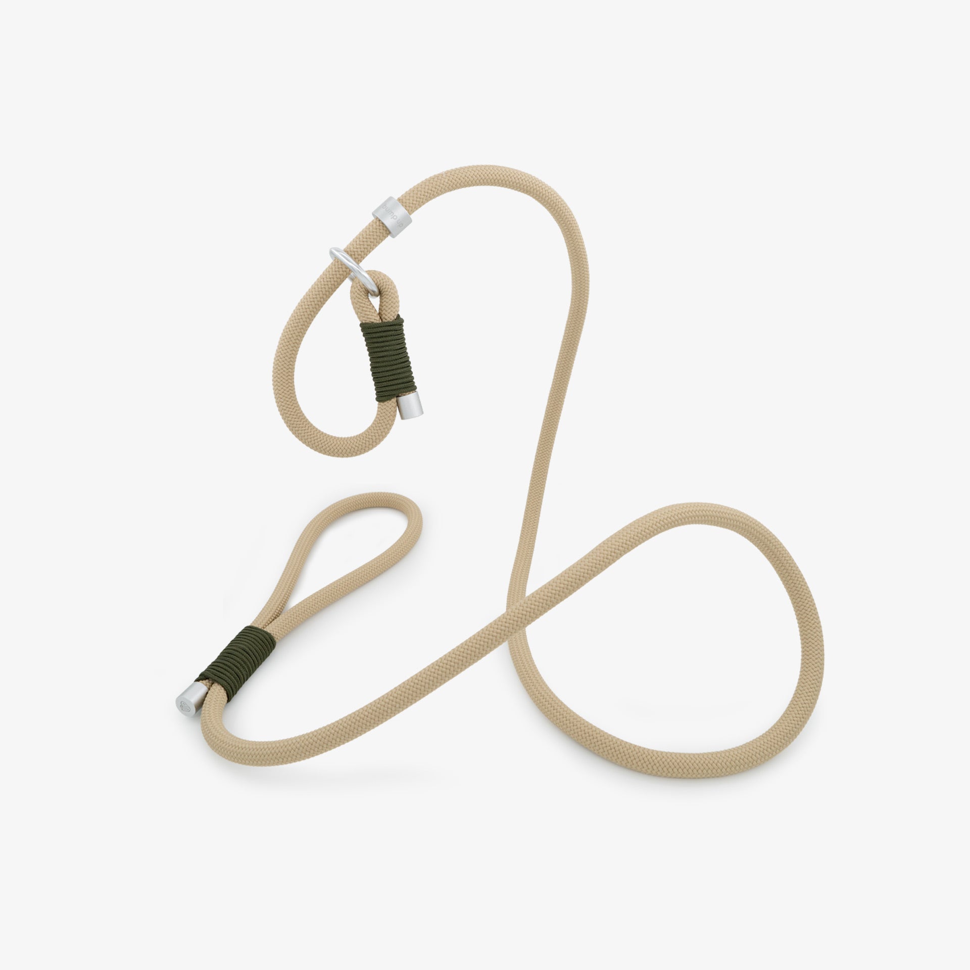 Beige braided rope dog leash with adjustable loop design, suitable for everyday walks and outdoor use.