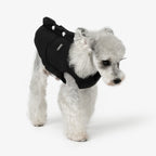 Front and side view of a dog wearing a padded vest, highlighting lightweight insulation and a comfortable fit around the chest.