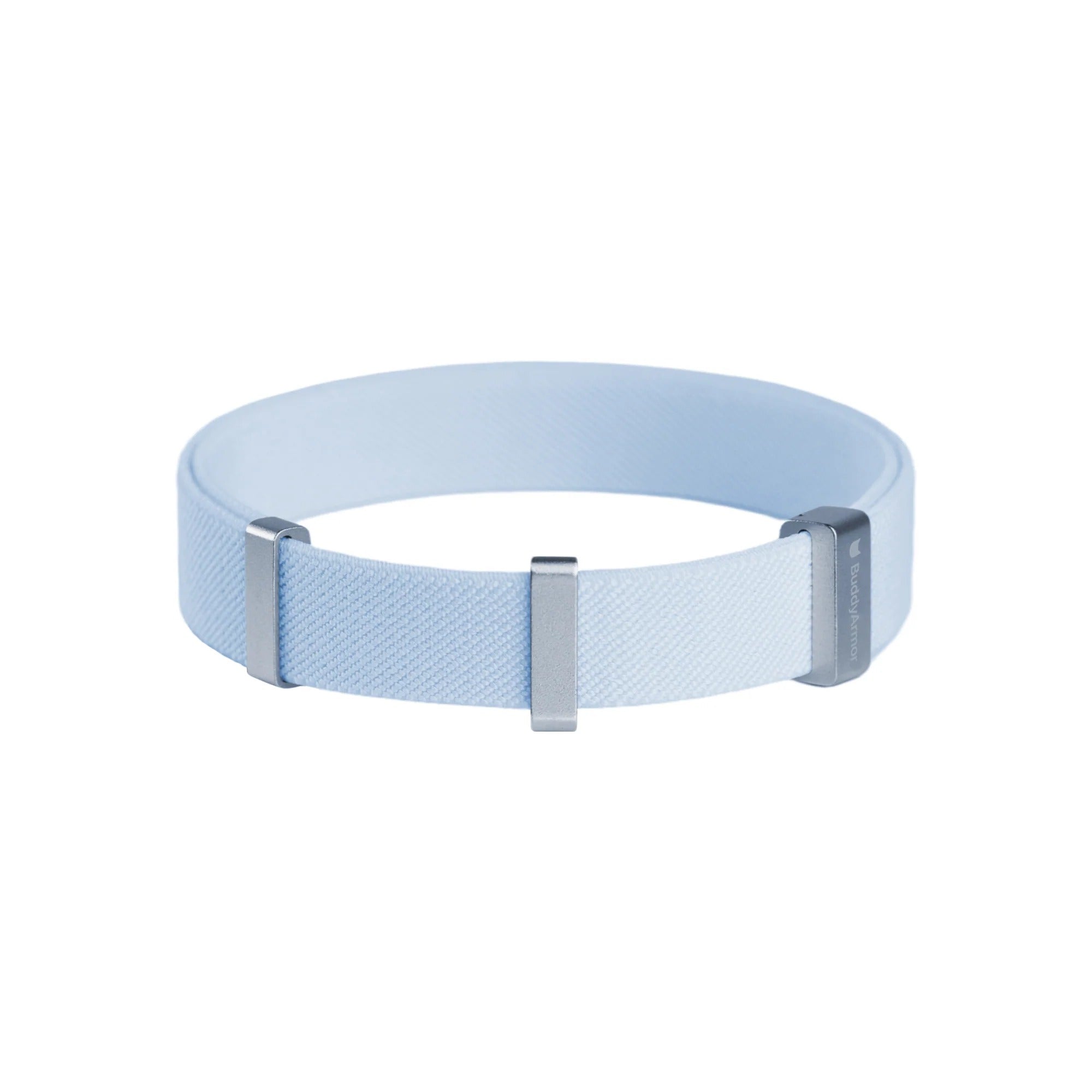 Blue elastic cat safety collar compatible with name tags and AirTag holders