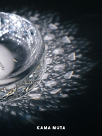 Light refraction patterns created by a cut crystal pet bowl, highlighting the clarity and brilliance of crystal