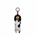 Soft plush dachshund keychain from paaaata featuring a short-haired, realistic design with detailed stitching and a metal keyring attachment.