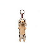 Soft plush dachshund keychain by paaaata featuring a white short-haired dog design on a keyring.