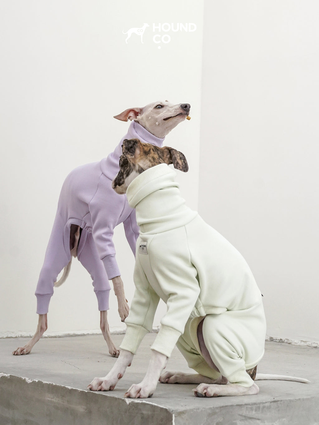 Sighthound fleece onesies made with Japanese conductive yarn for static-free comfort and unrestricted movement