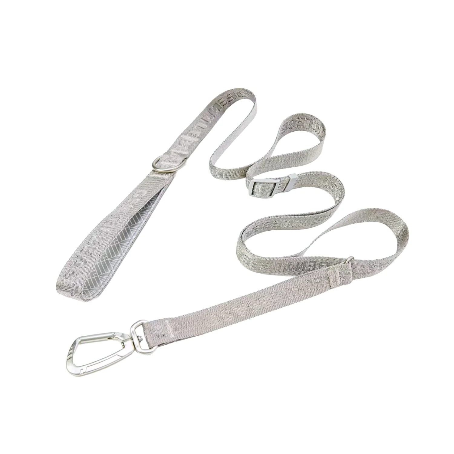 Silver dog leash by GENTLEBEAST, showcasing sturdy metal clips and a comfortable handle for easy walking.