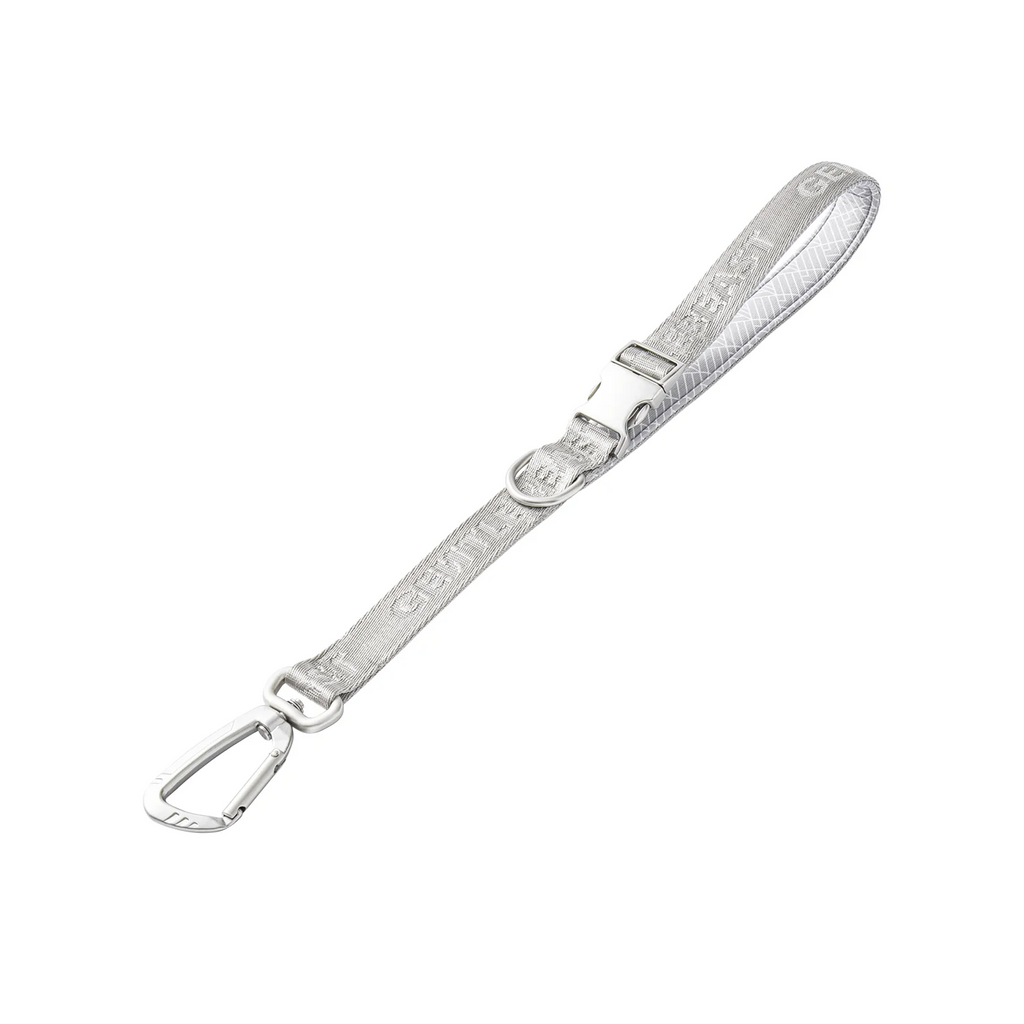 GENTLEBEAST silver dog short leash with sturdy handle and durable clasp, ideal for everyday walks.