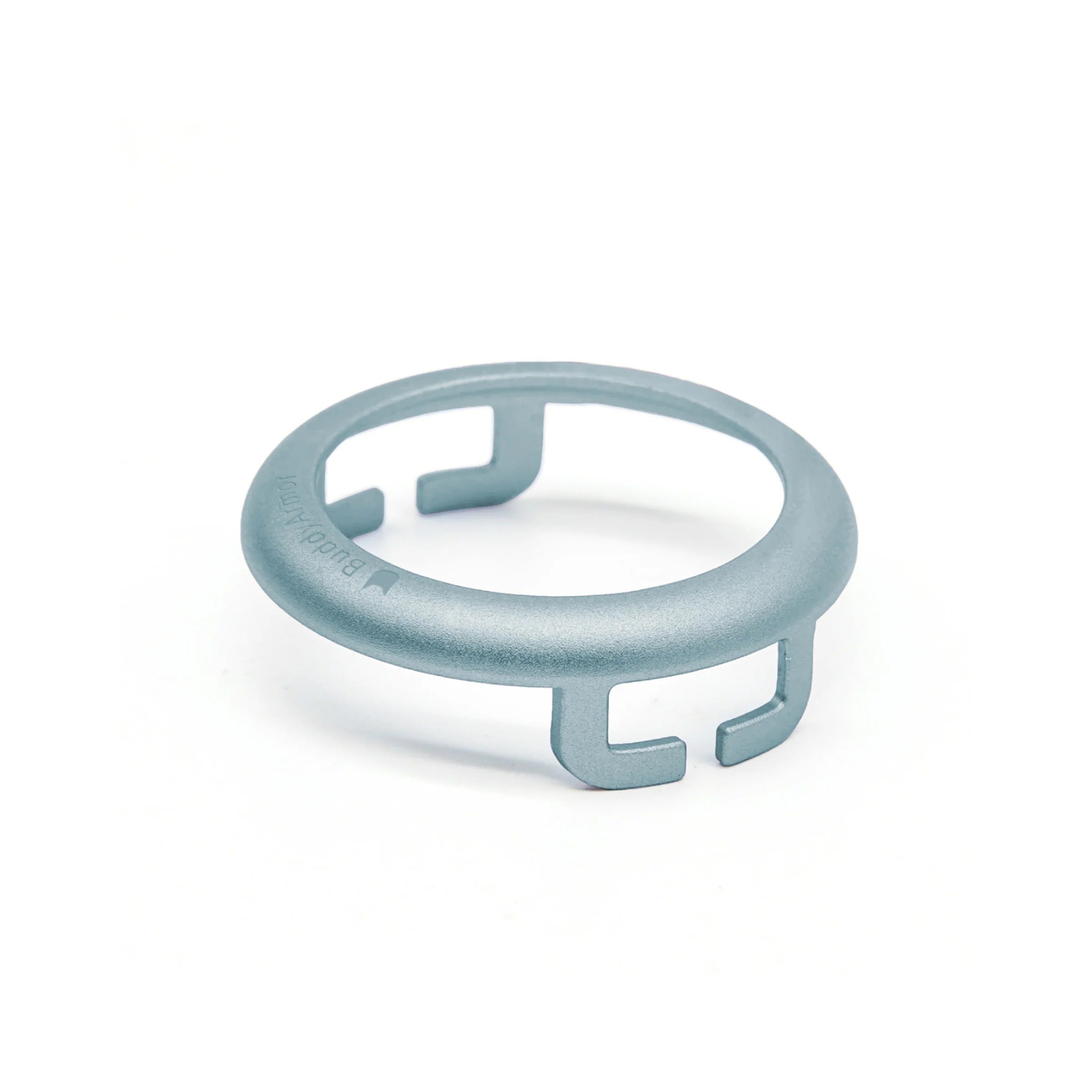 Ultra lightweight aluminum AirTag holder in blue tone with smooth anodized surface