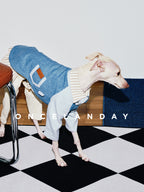 Oncelanday dog denim shirt featuring classic blue denim fabric and button details, displayed on a plain background.