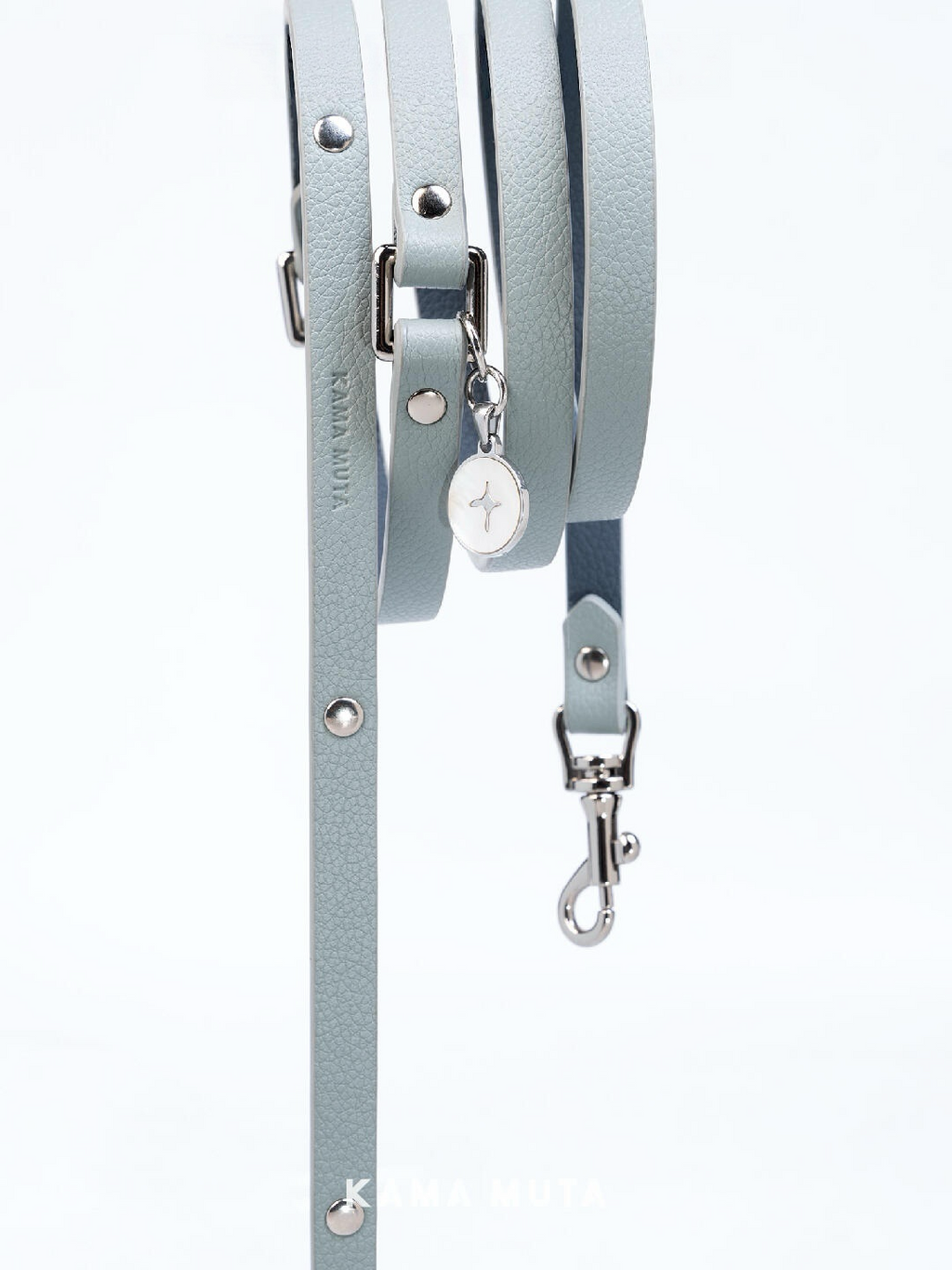 Minimalist leather dog leash construction with clean lines, reinforced stitching, and durable metal fittings