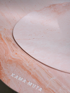 Pink waterproof placemat set with stone-texture surface and embossed logo, designed for daily dining and pet feeding.